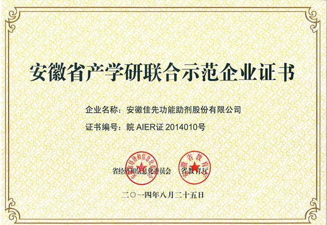安徽省產(chǎn)學研聯(lián)合示范企業(yè)